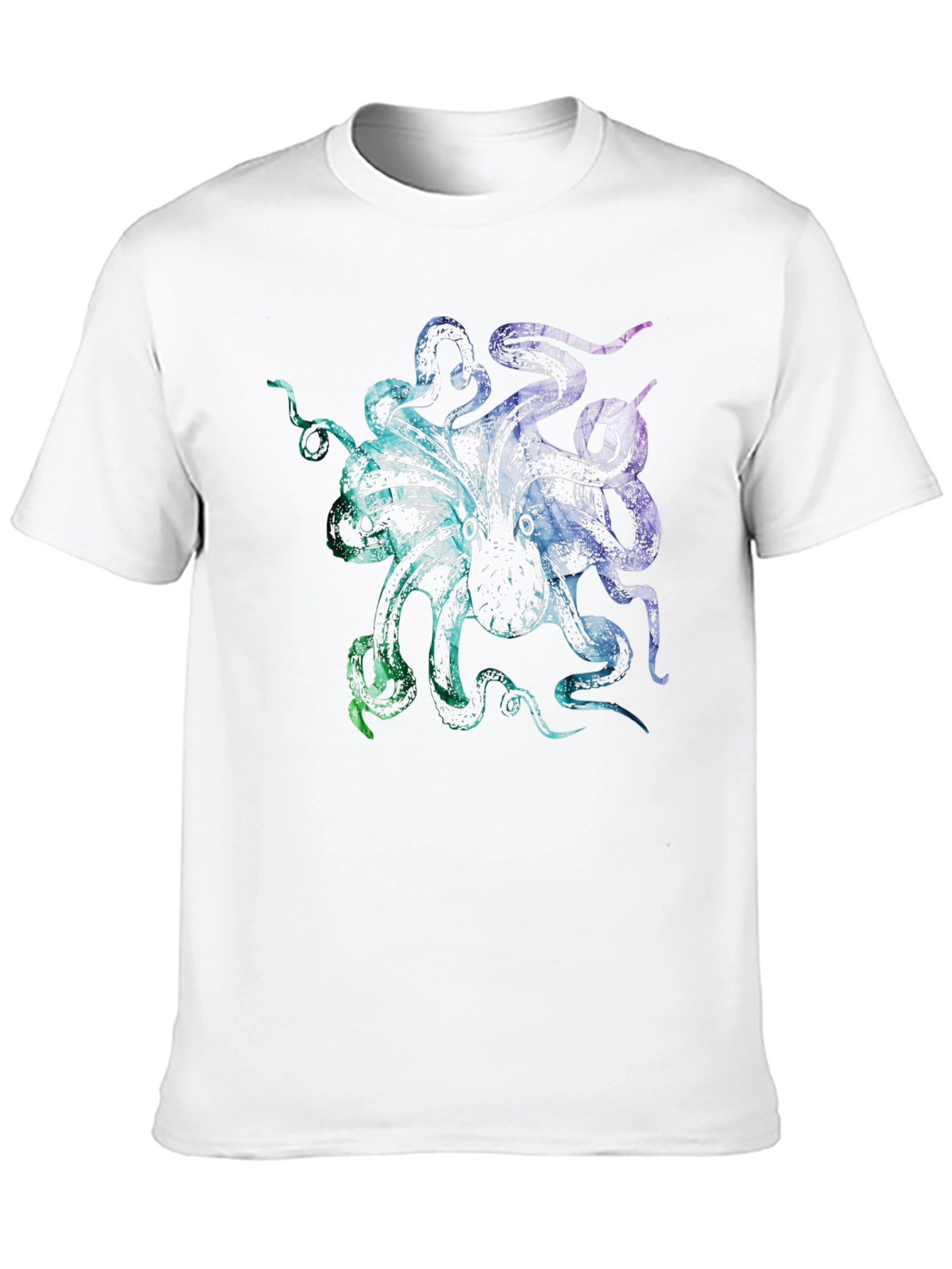Colorful Octopus Graphic Print Black T-Shirt