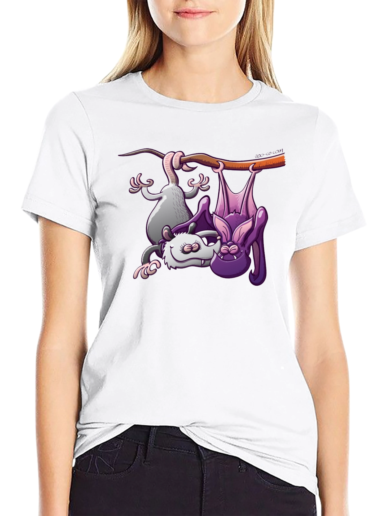 Bat & Opossum Tee - Funny Animal Cartoon Shirt