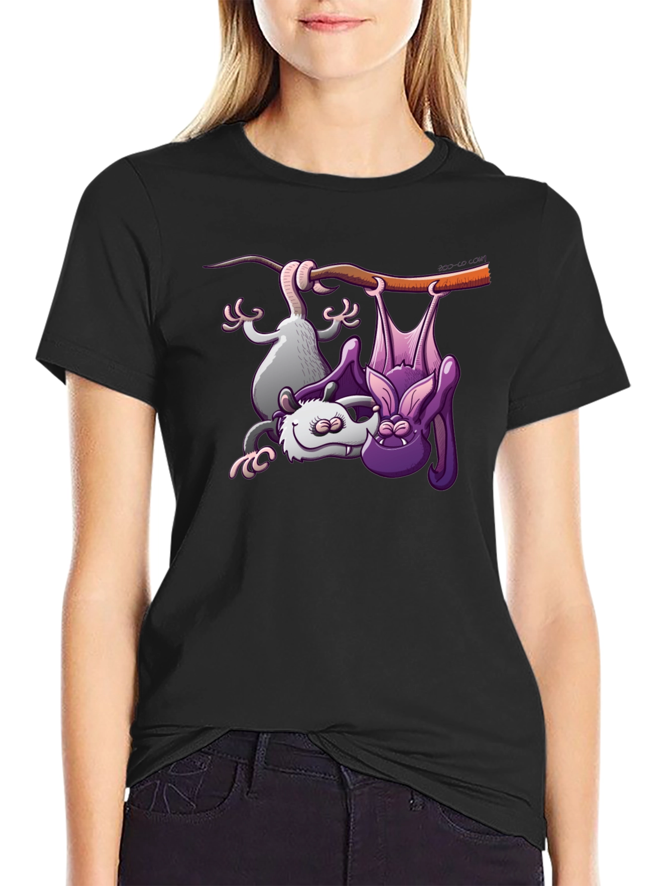 Bat & Opossum Tee - Funny Animal Cartoon Shirt