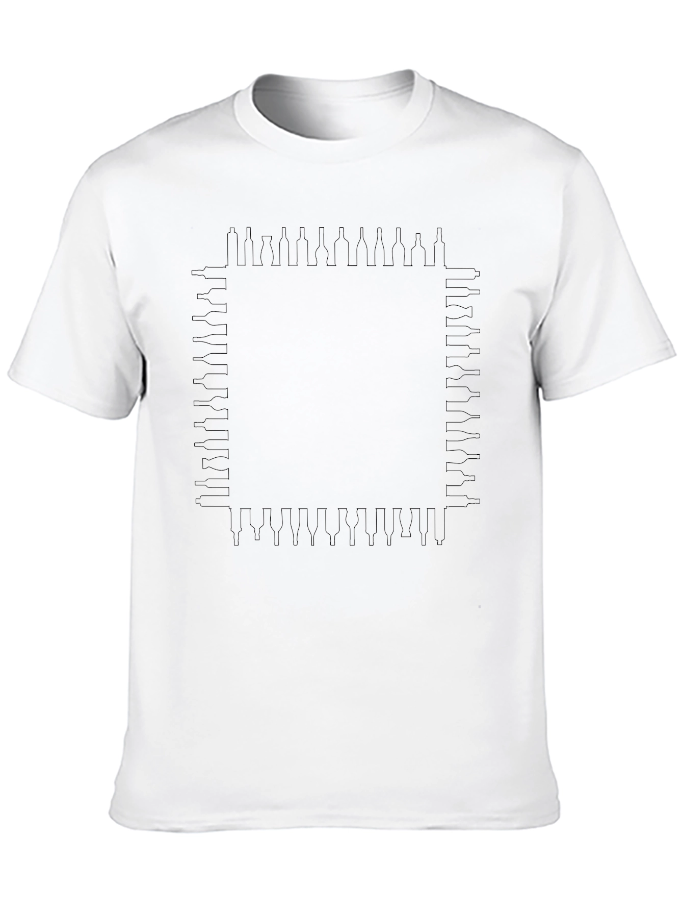 Stylish Black Tee with Unique Bottle Outline Design