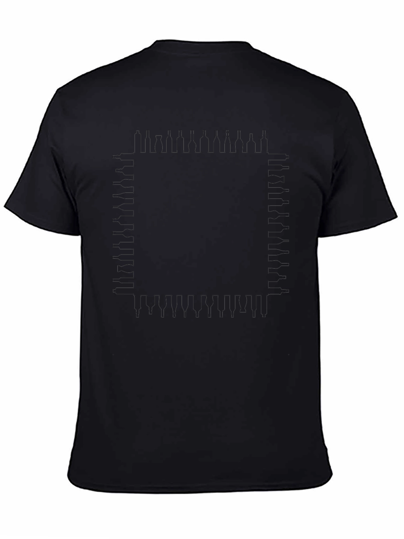 Stylish Black Tee with Unique Bottle Outline Design