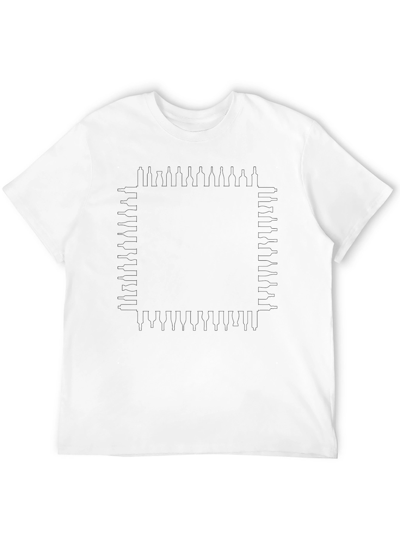 Stylish Black Tee with Unique Bottle Outline Design