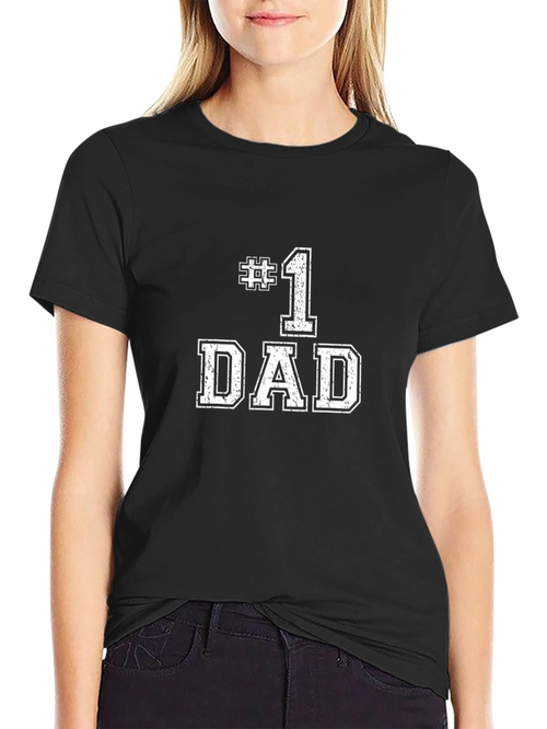 #1 Dad T-Shirt - Fathers Day Gift Black Cotton Tee