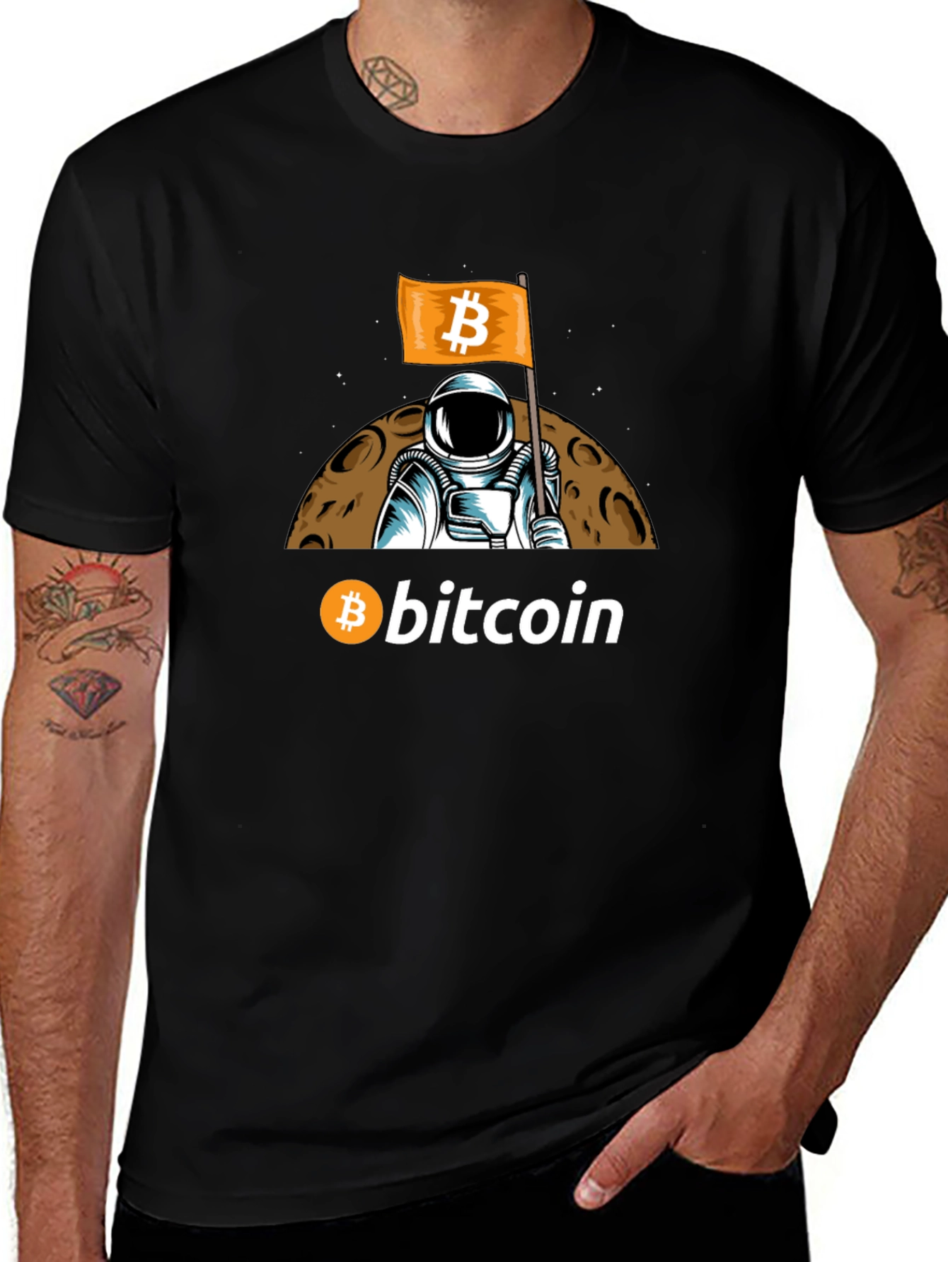 Bitcoin Astronaut Graphic T-Shirt - Crypto Moon Landing Tee