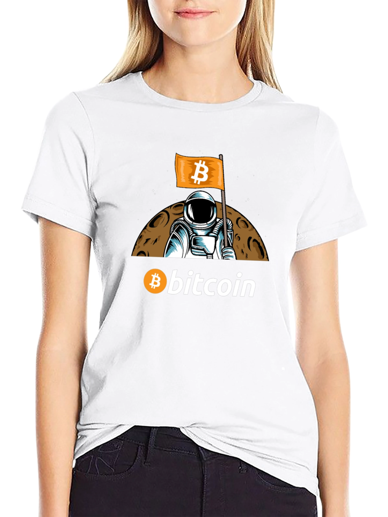 Bitcoin Astronaut Graphic T-Shirt - Crypto Moon Landing Tee