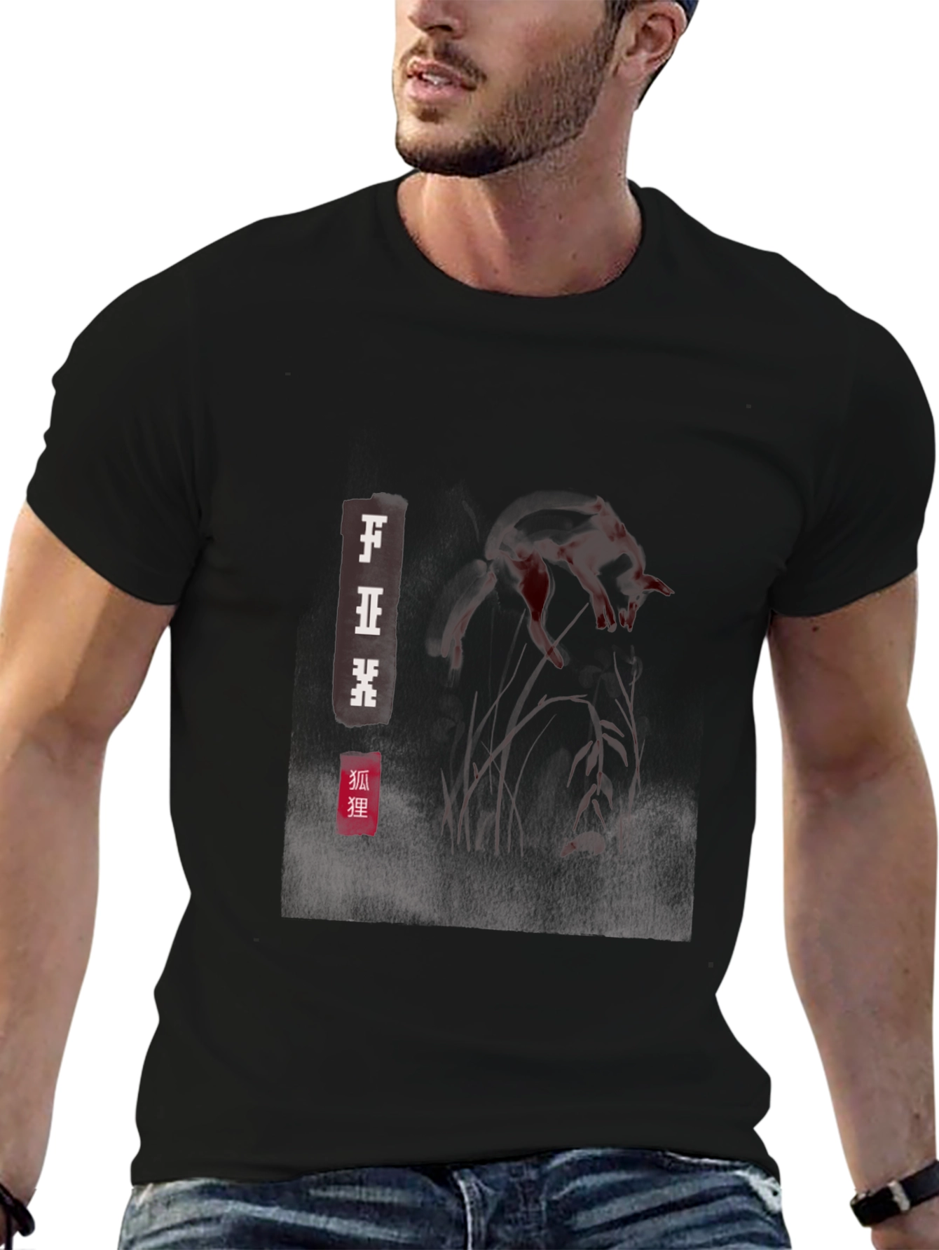 Black Fox Graphic T-Shirt Urban Style