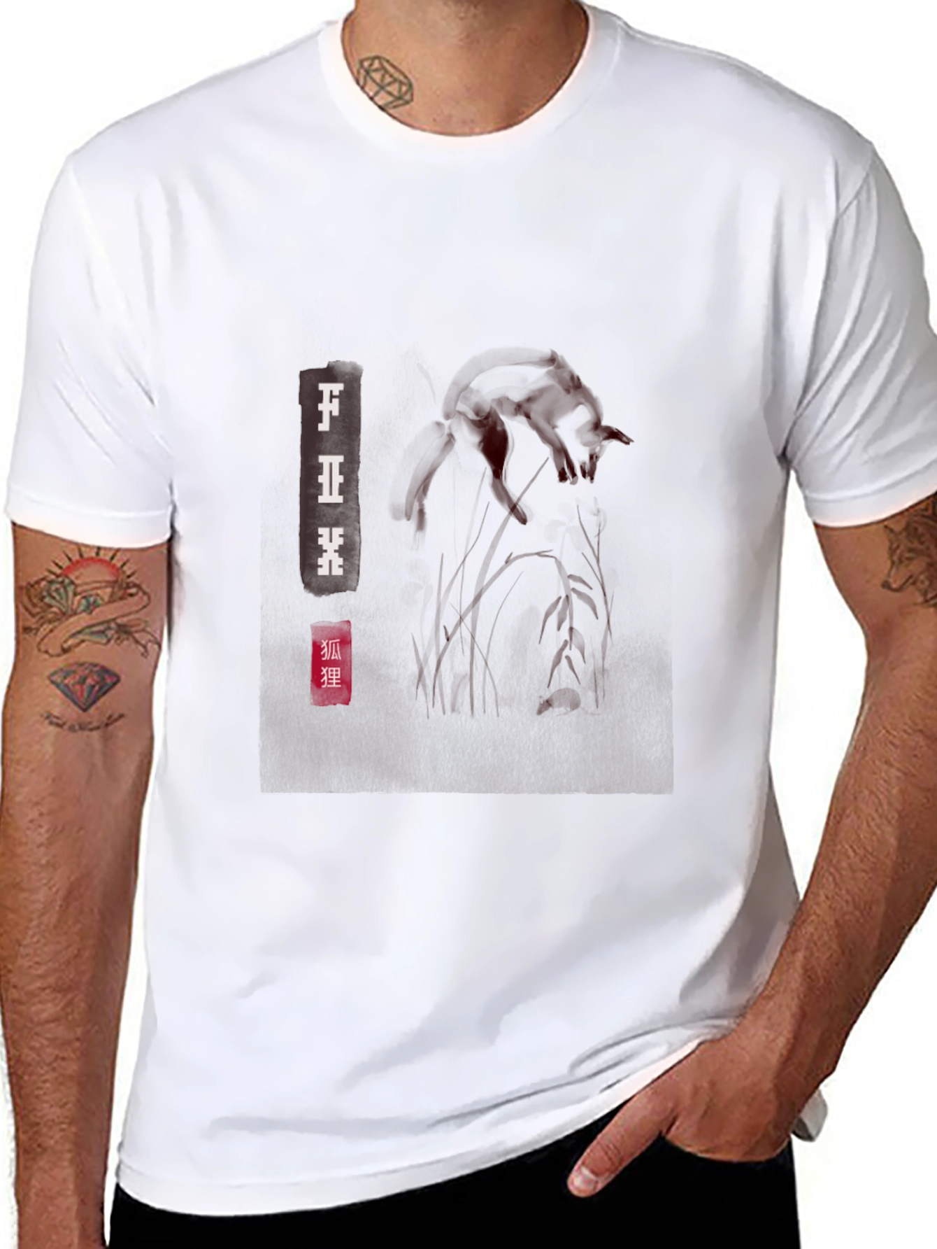 Black Fox Graphic T-Shirt Urban Style