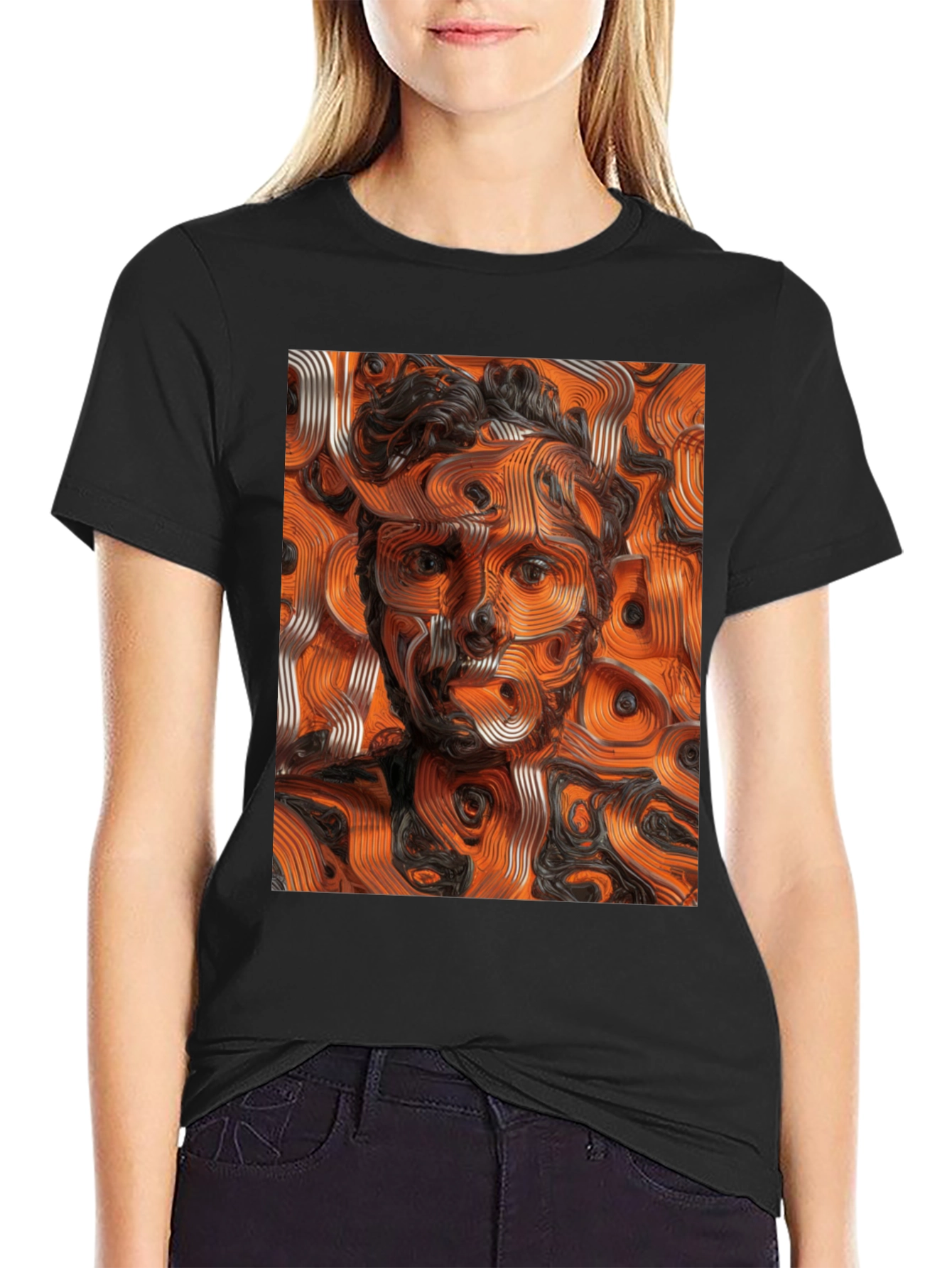 Abstract Portrait Graphic Tee - Unique Design