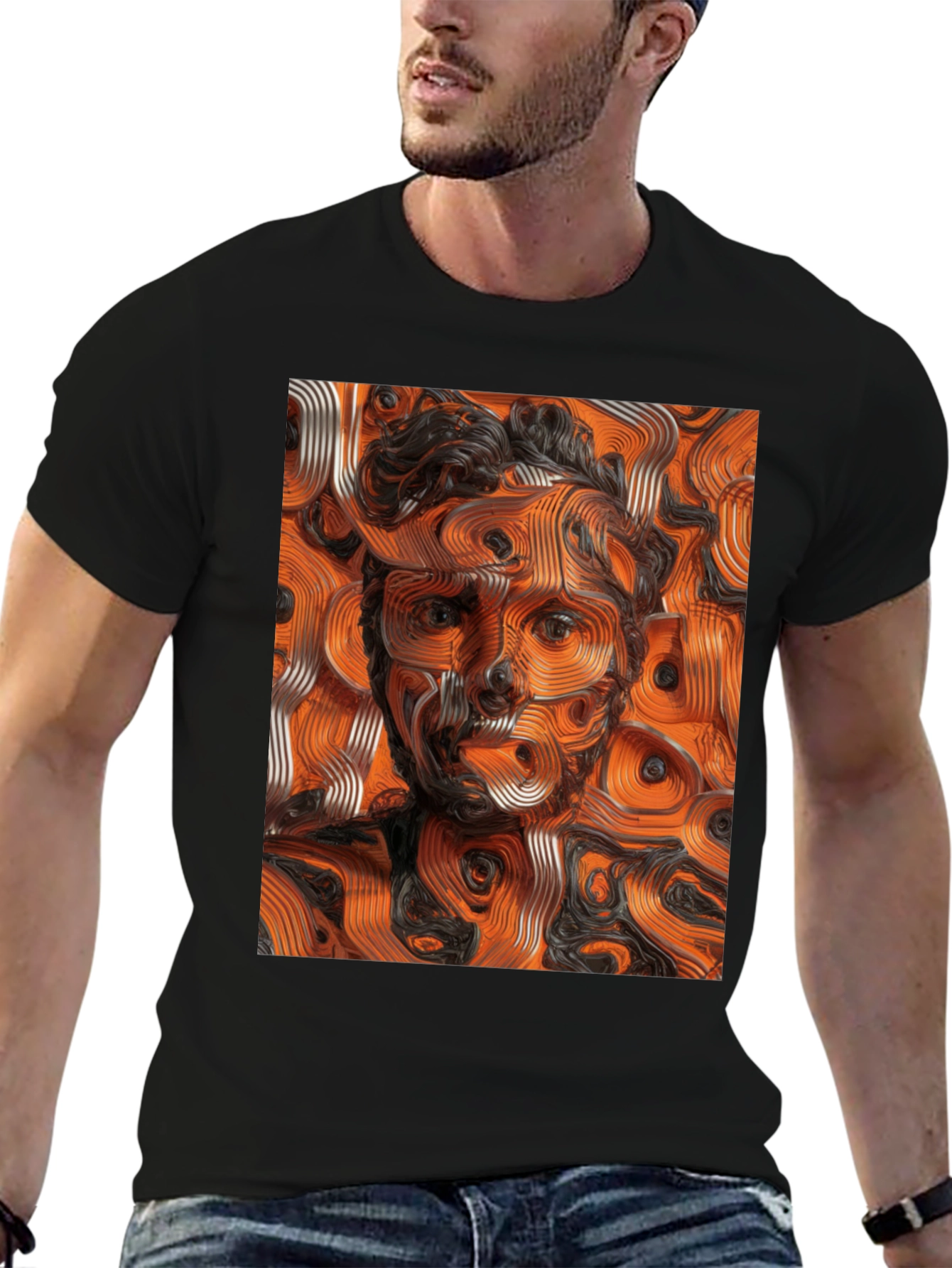 Abstract Portrait Graphic Tee - Unique Design
