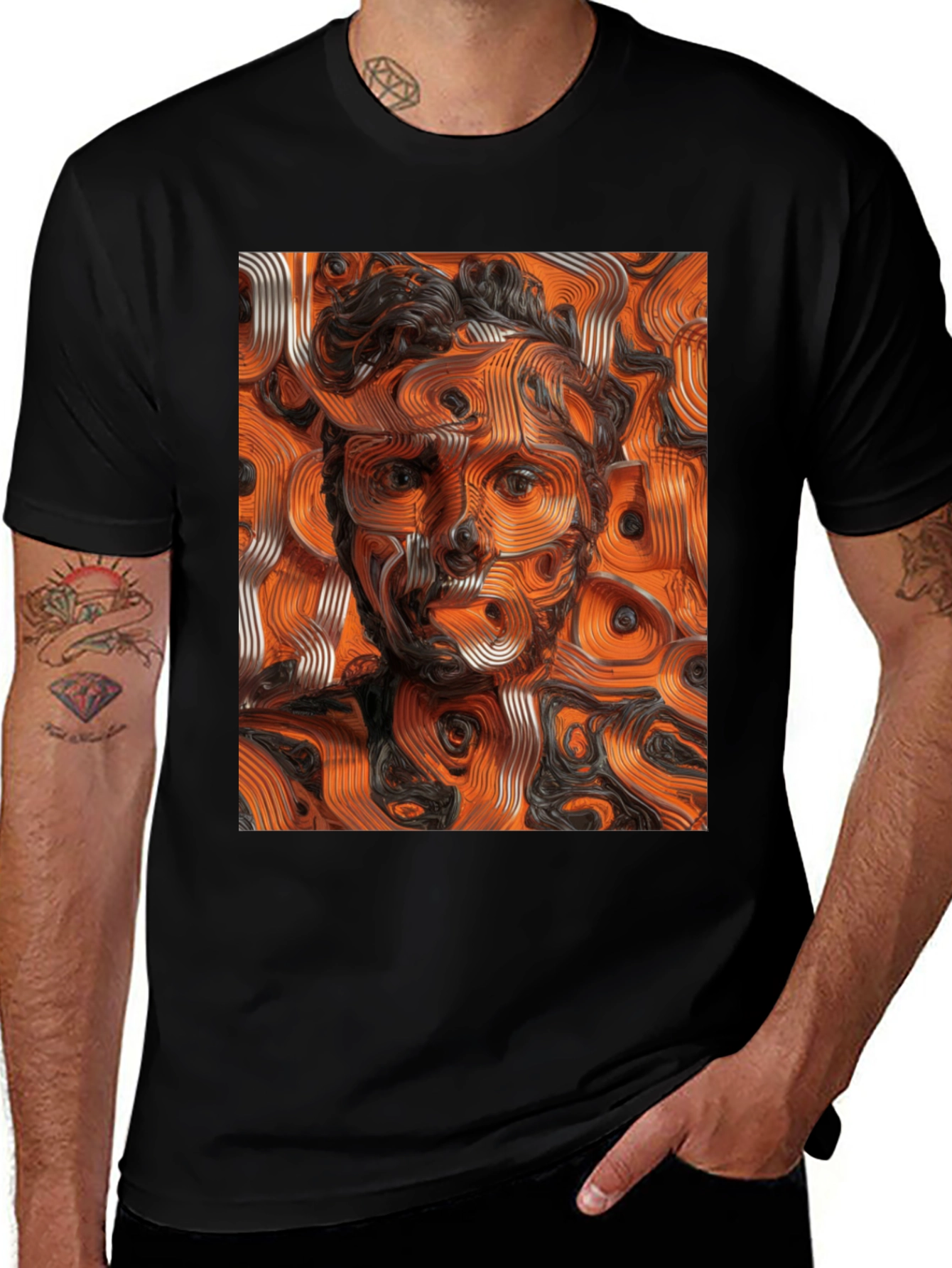 Abstract Portrait Graphic Tee - Unique Design