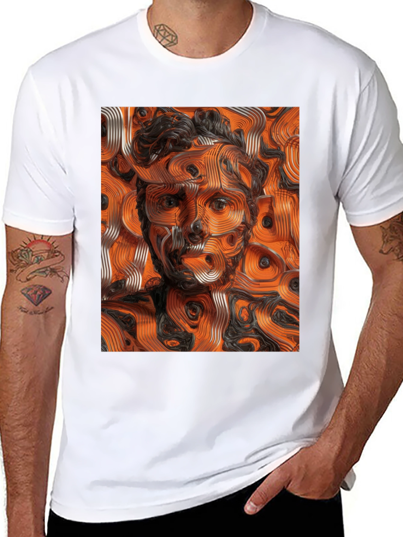 Abstract Portrait Graphic Tee - Unique Design