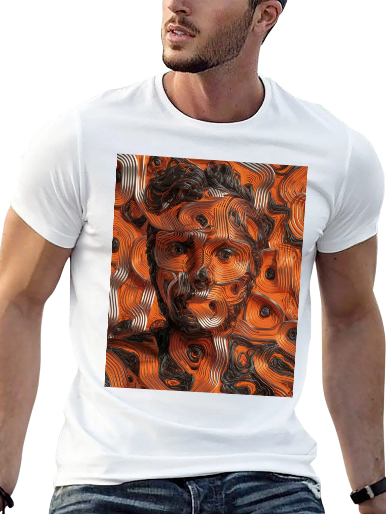 Abstract Portrait Graphic Tee - Unique Design