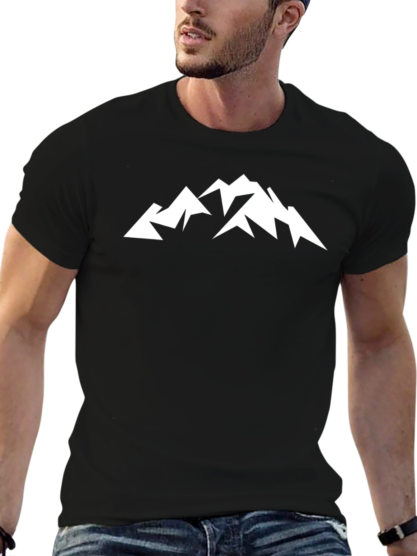Mountain Peak Graphic Tee - Black Cotton Blend