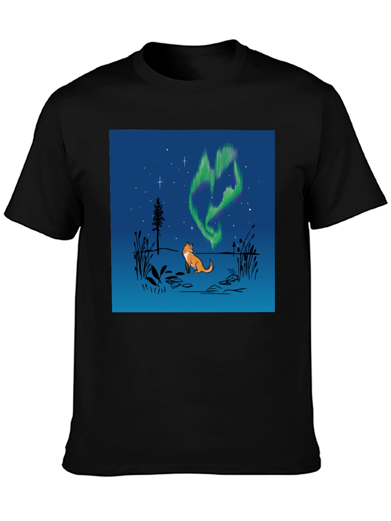 Fox & Aurora Borealis Graphic Tee