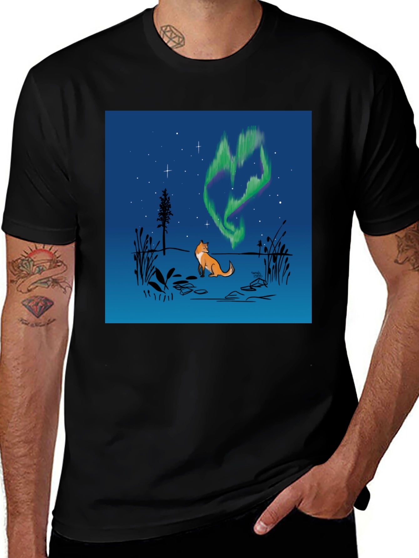 Fox & Aurora Borealis Graphic Tee