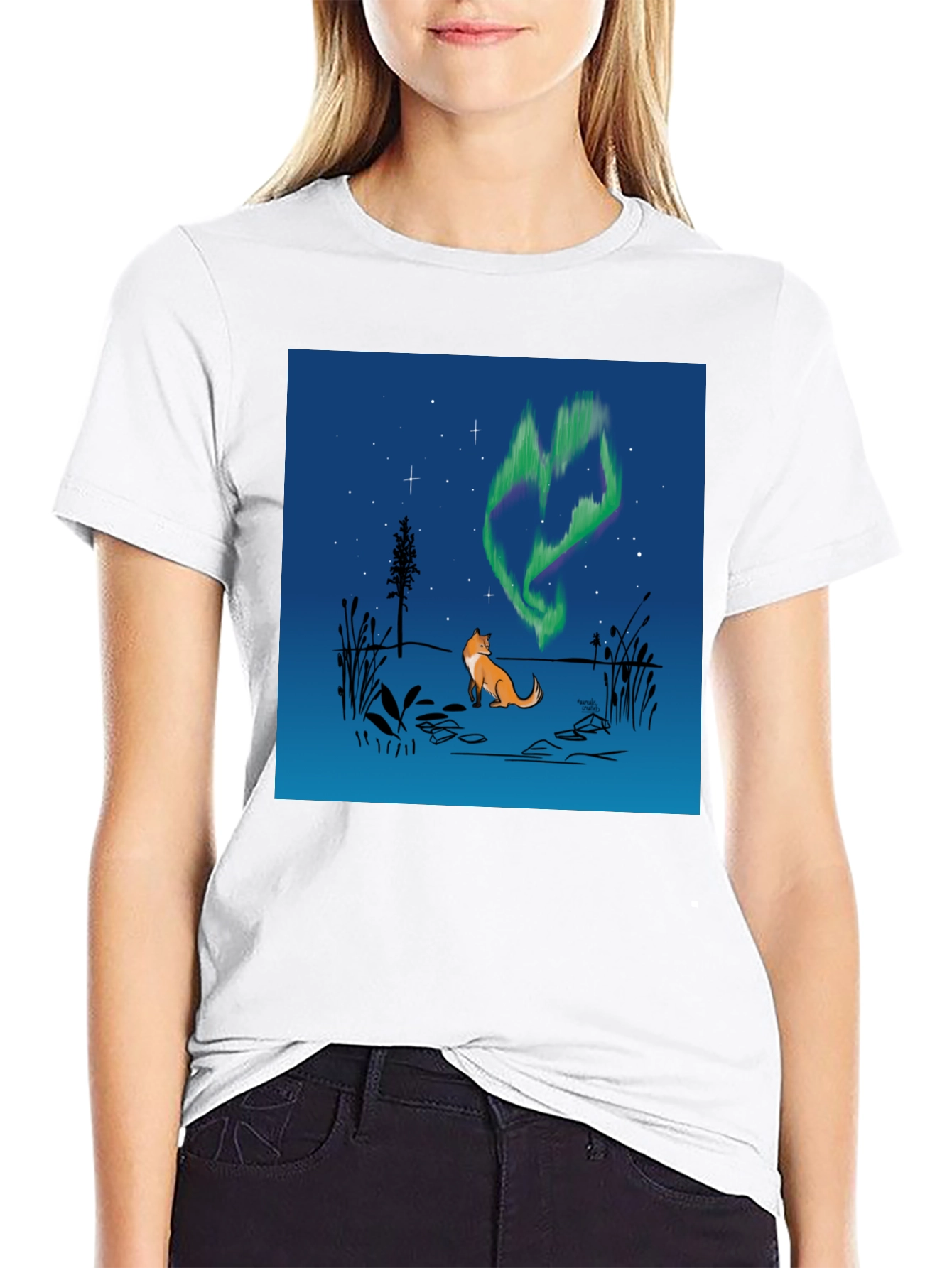 Fox & Aurora Borealis Graphic Tee
