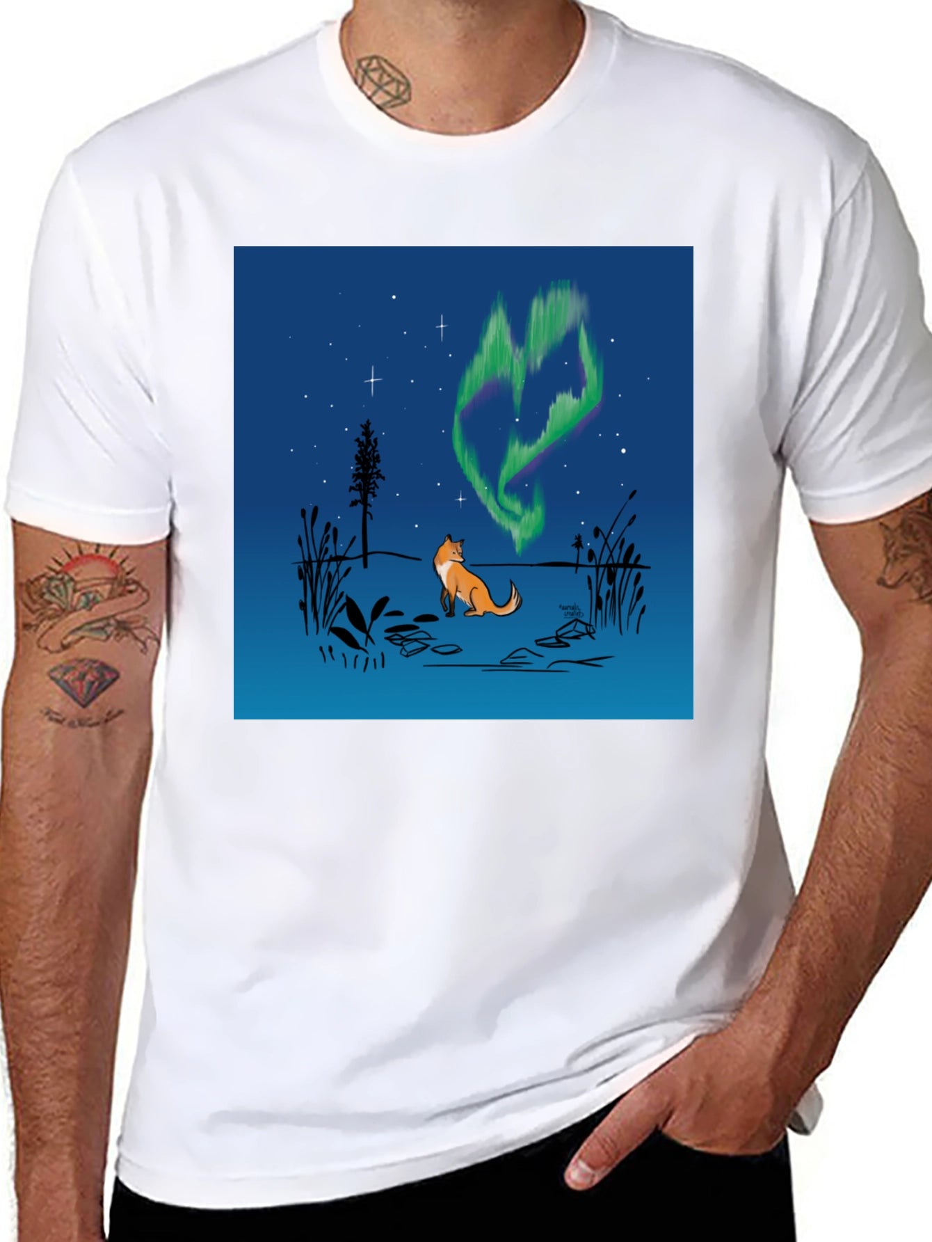 Fox & Aurora Borealis Graphic Tee