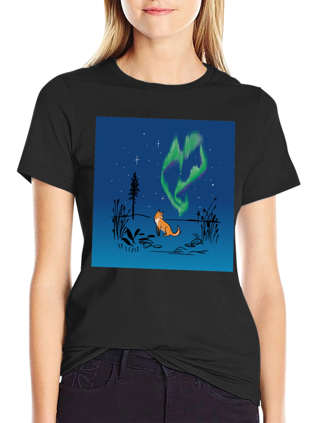 Fox & Aurora Borealis Graphic Tee