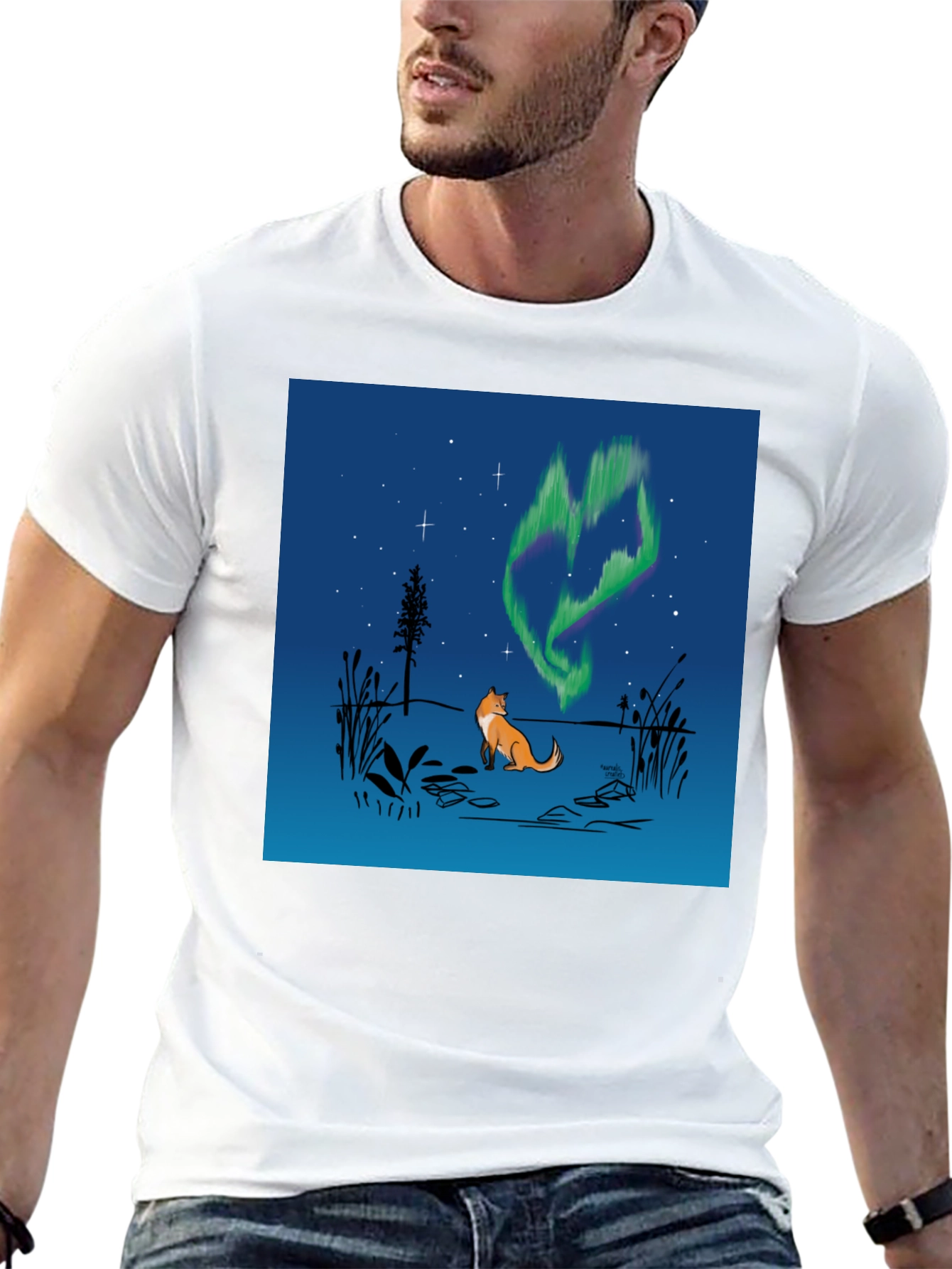 Fox & Aurora Borealis Graphic Tee