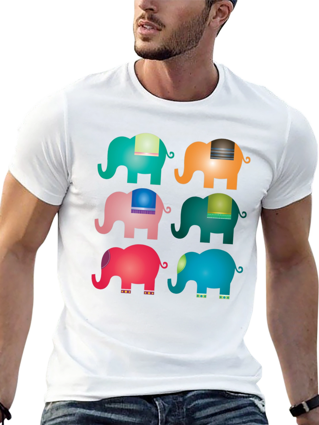 Elephant Pop Art Black T-Shirt