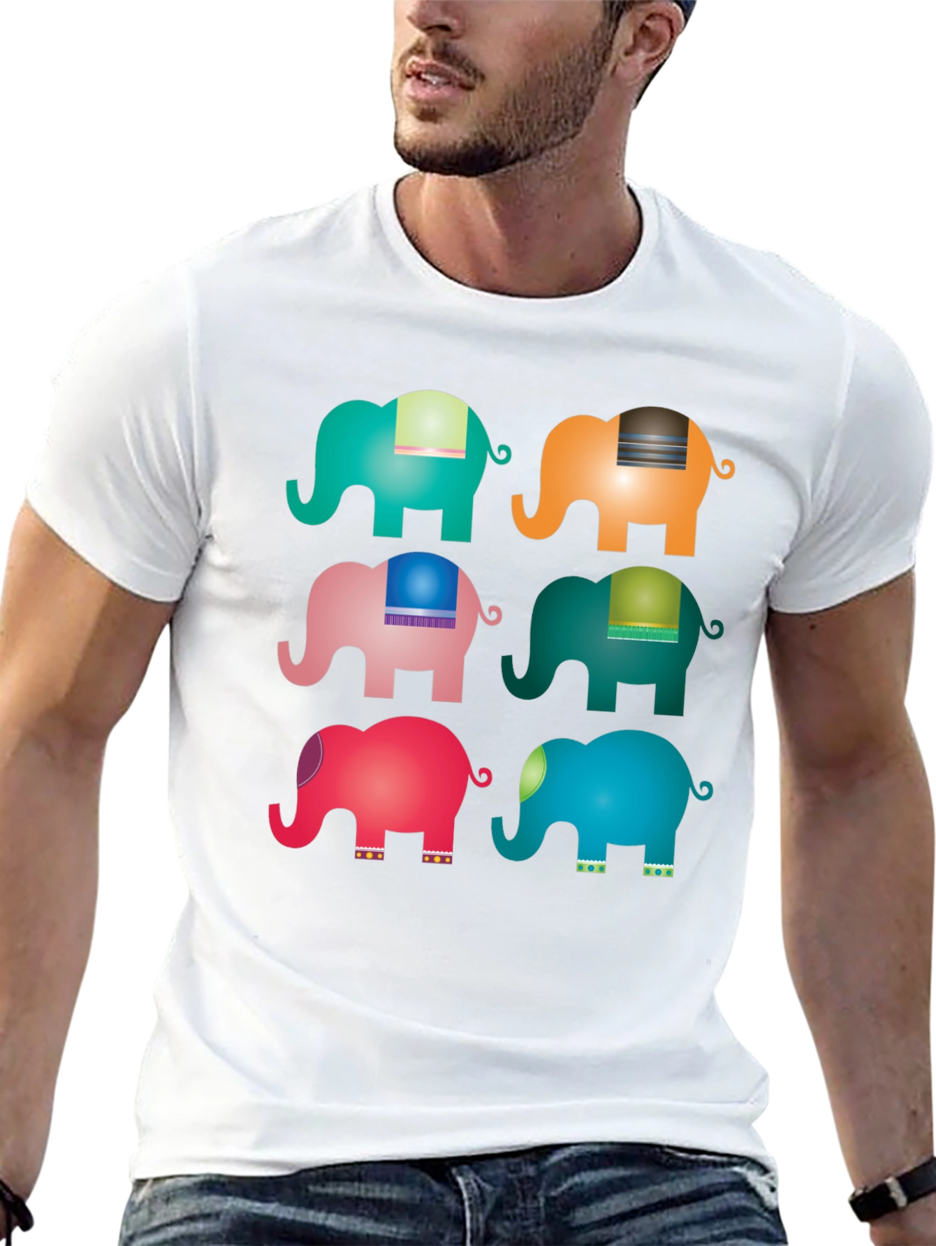 Elephant Pop Art Black T-Shirt