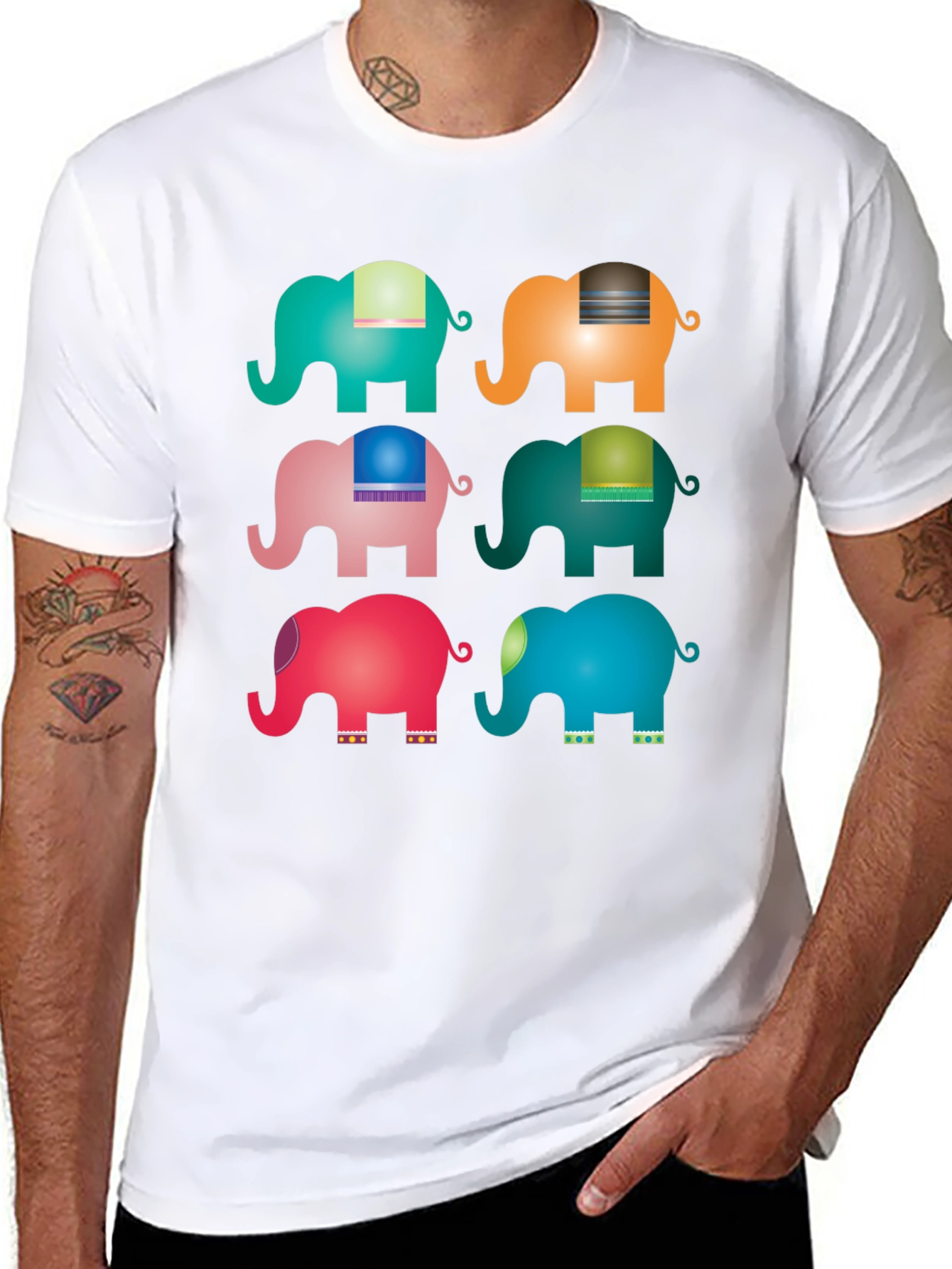 Elephant Pop Art Black T-Shirt