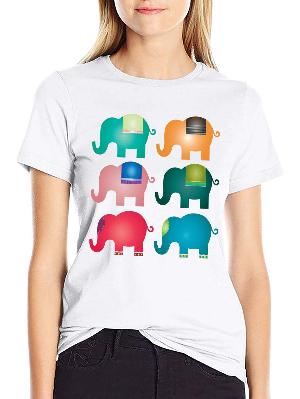 Elephant Pop Art Black T-Shirt