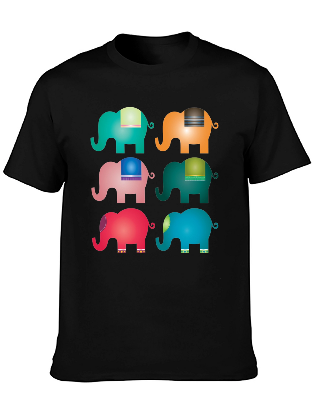 Elephant Pop Art Black T-Shirt