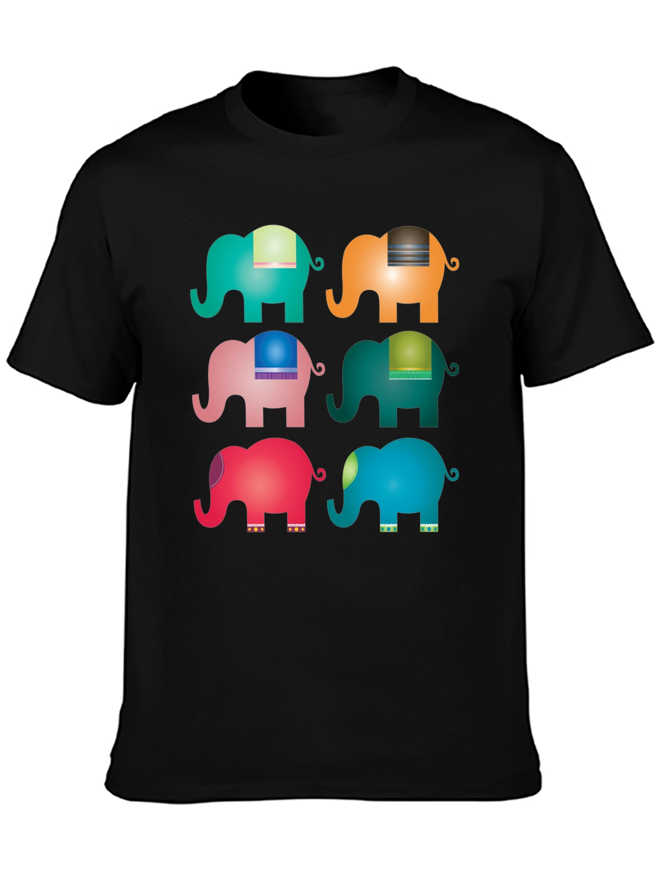 Elephant Pop Art Black T-Shirt