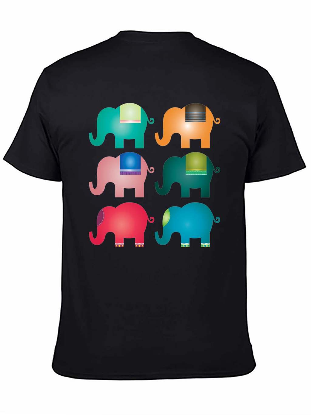 Elephant Pop Art Black T-Shirt