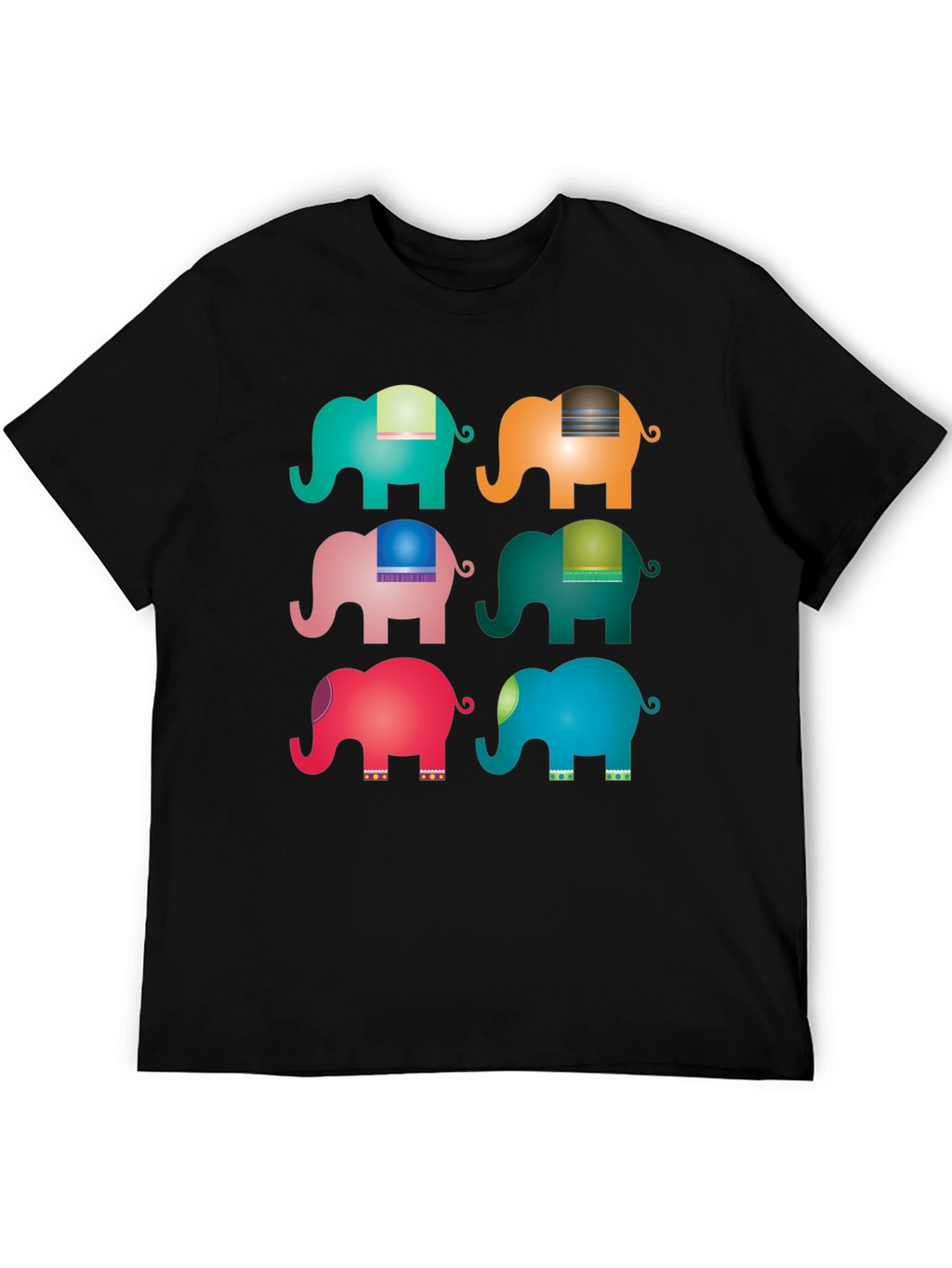Elephant Pop Art Black T-Shirt
