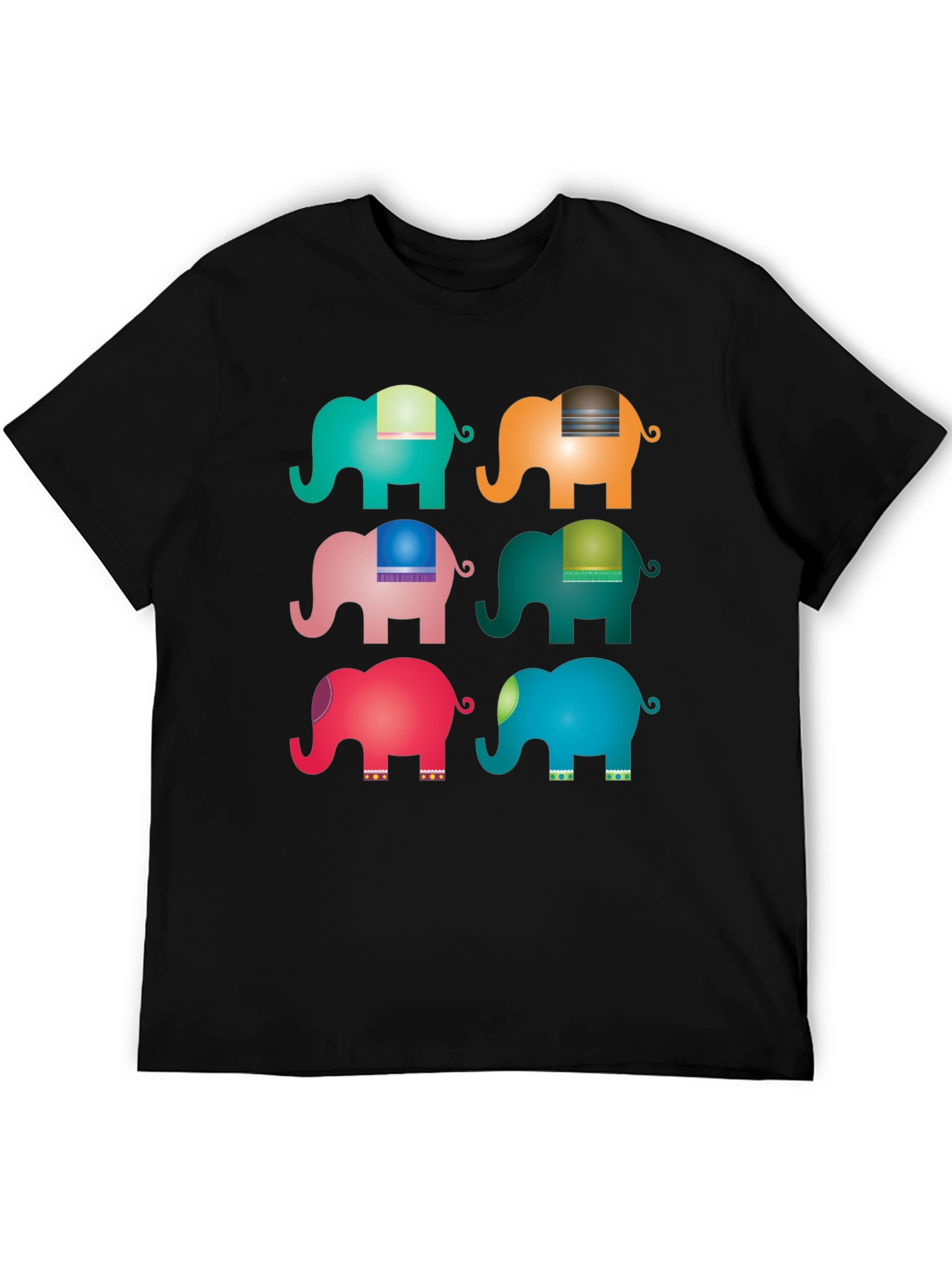 Elephant Pop Art Black T-Shirt