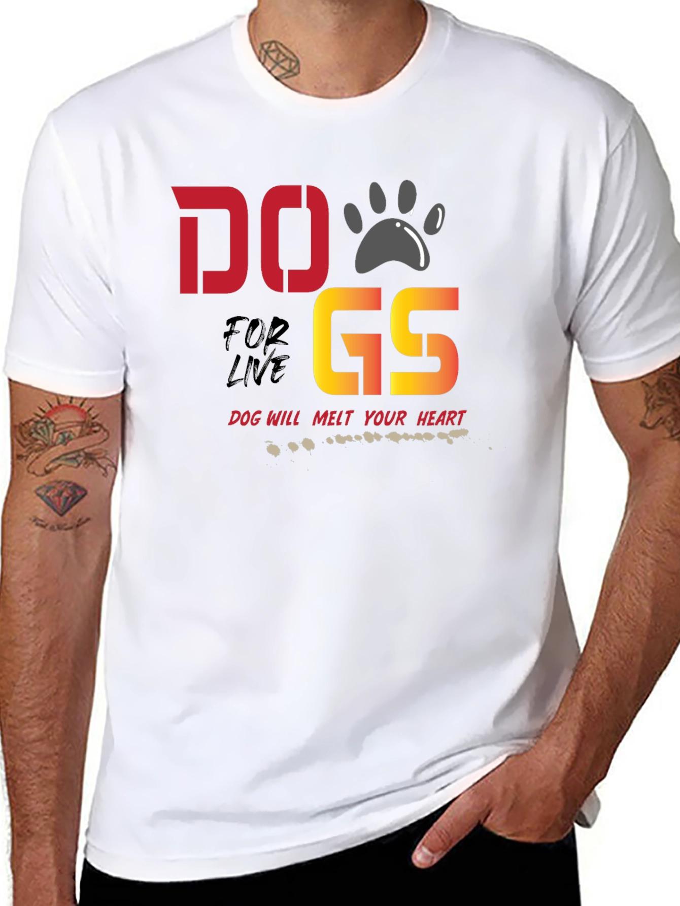 Dogs for Life T-Shirt - Dog Paw Design