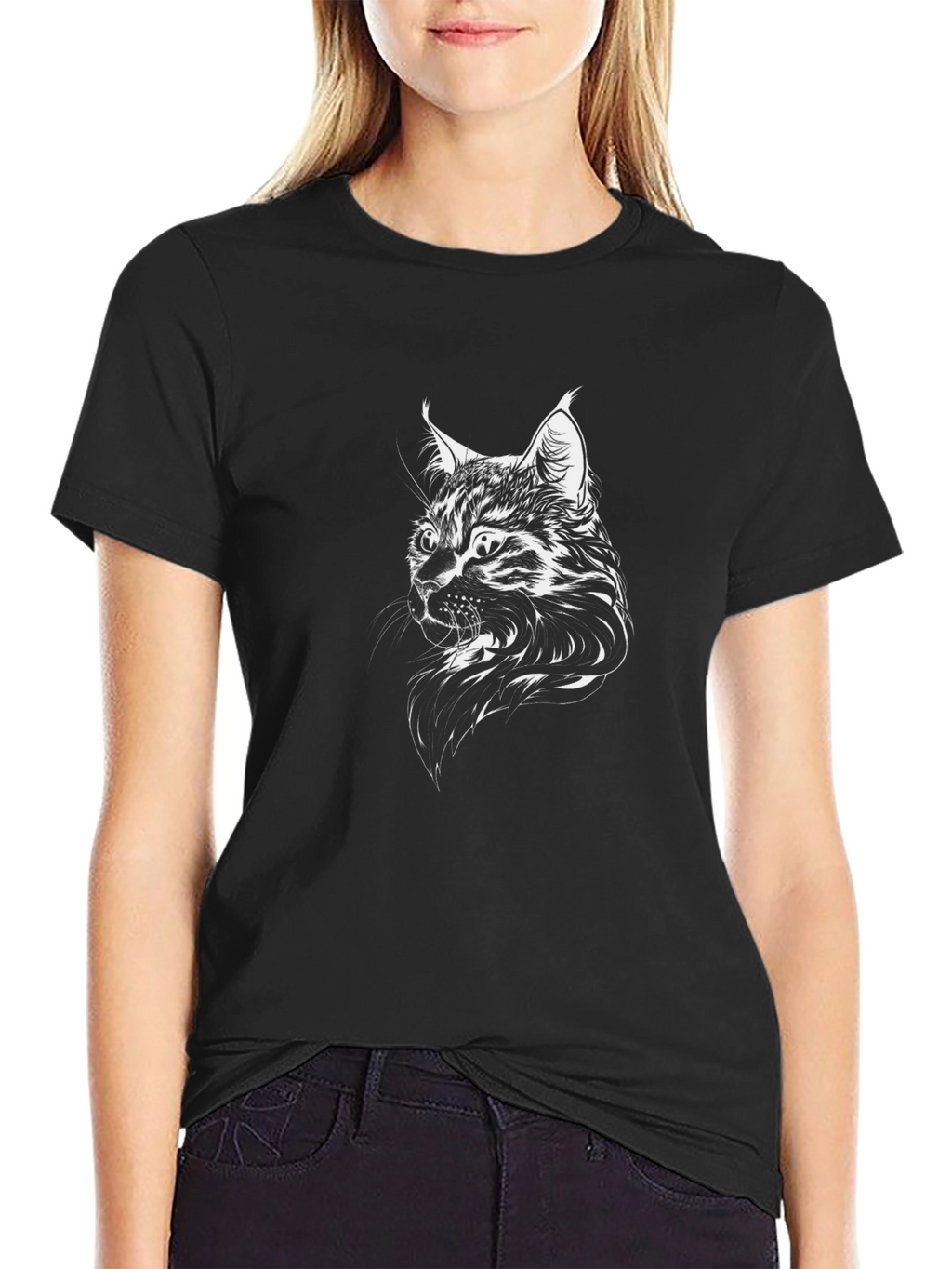 Black Cat Graphic Tee - Unique Design