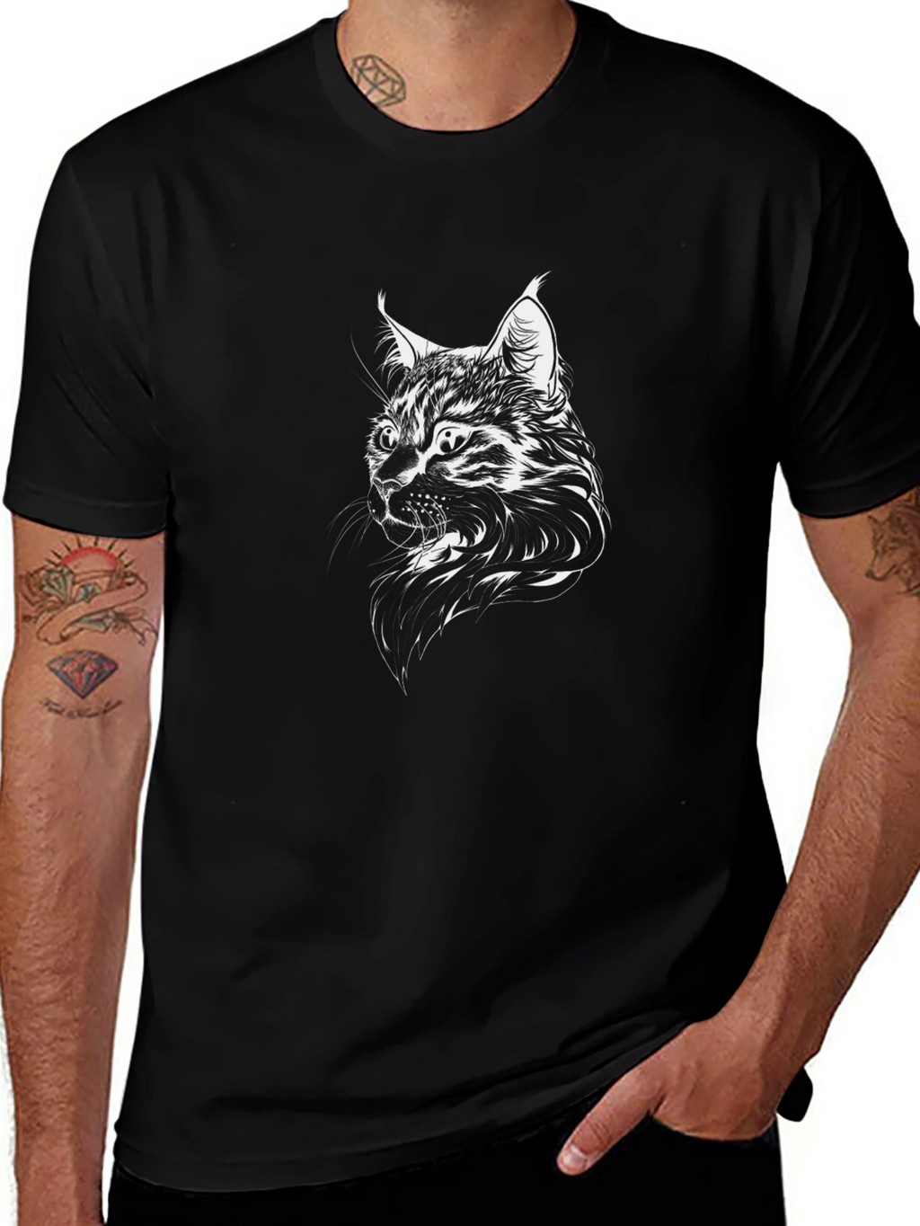 Black Cat Graphic Tee - Unique Design