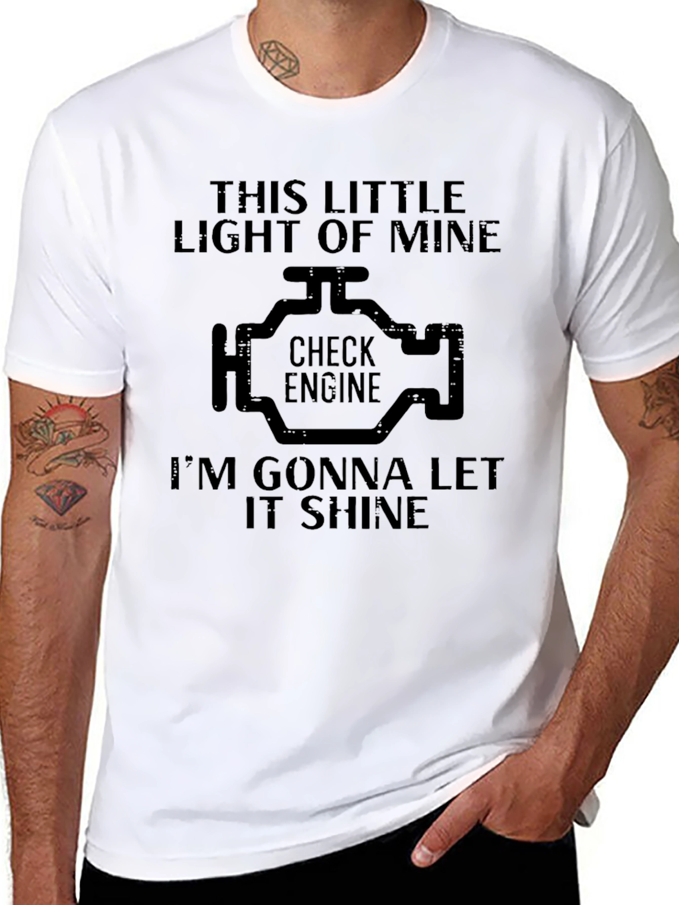 Check Engine Light T-Shirt - Funny Car Mechanic Tee