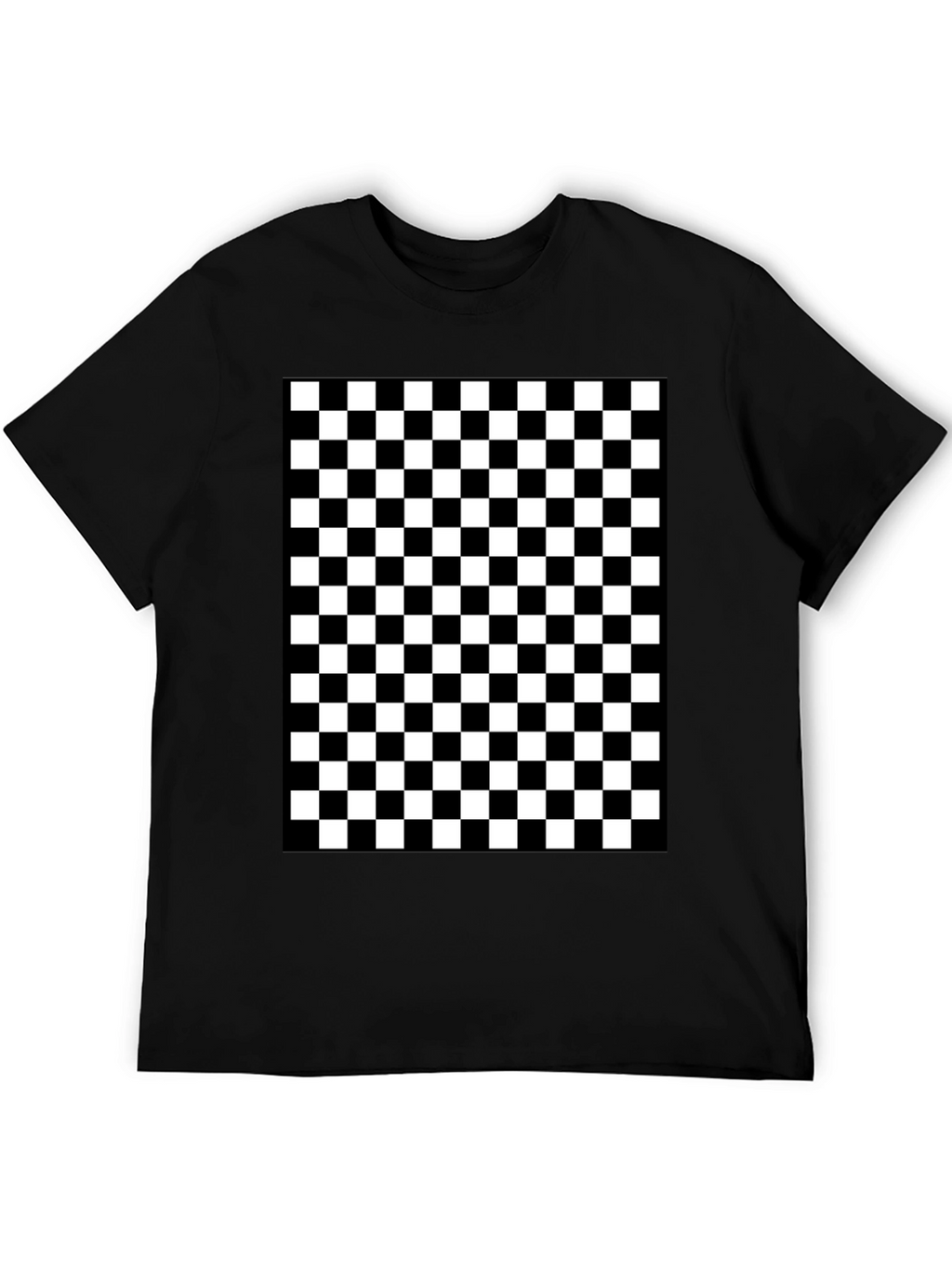 Checkered Pattern Black T-Shirt