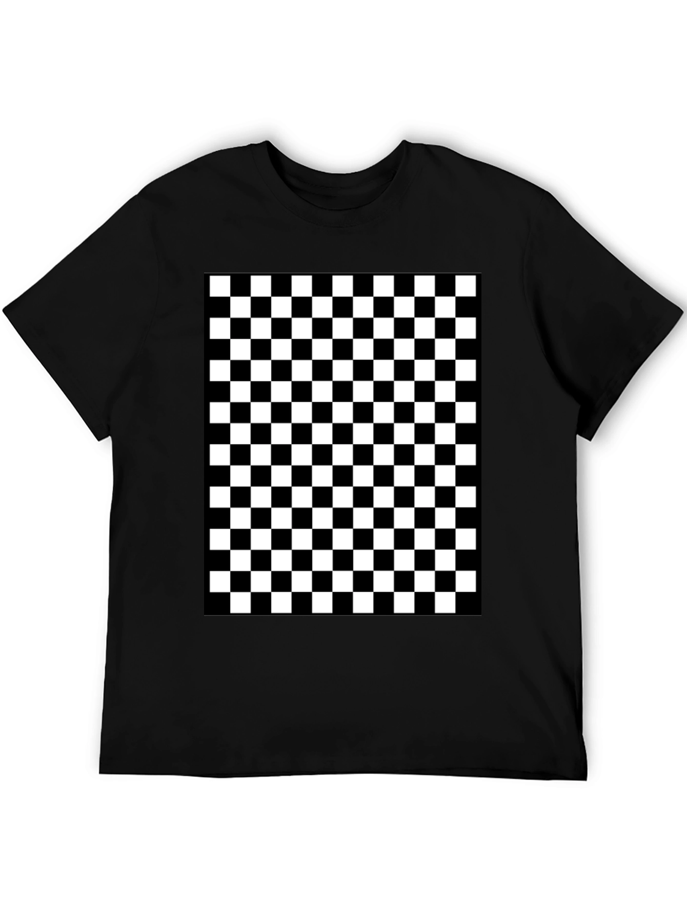Checkered Pattern Black T-Shirt