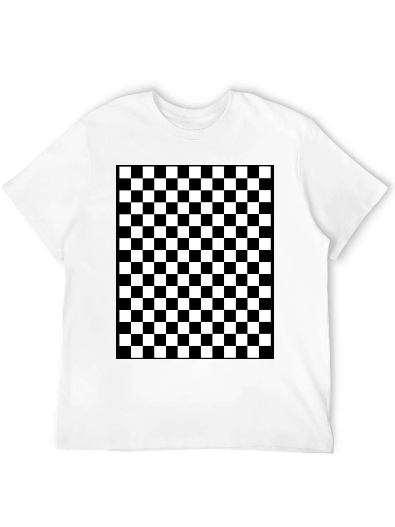 Checkered Pattern Black T-Shirt