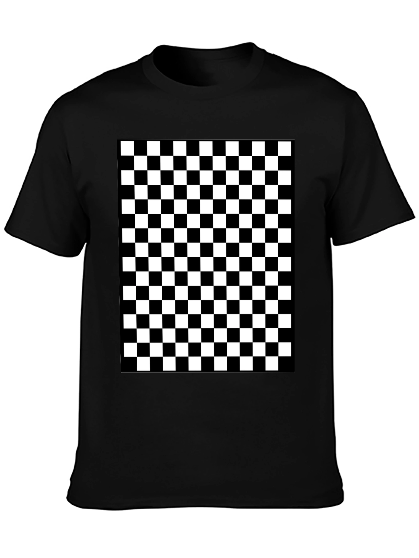 Checkered Pattern Black T-Shirt