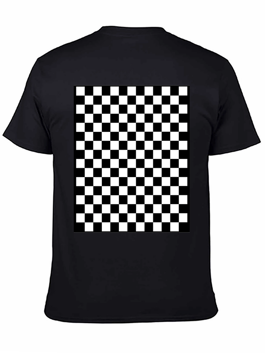 Checkered Pattern Black T-Shirt