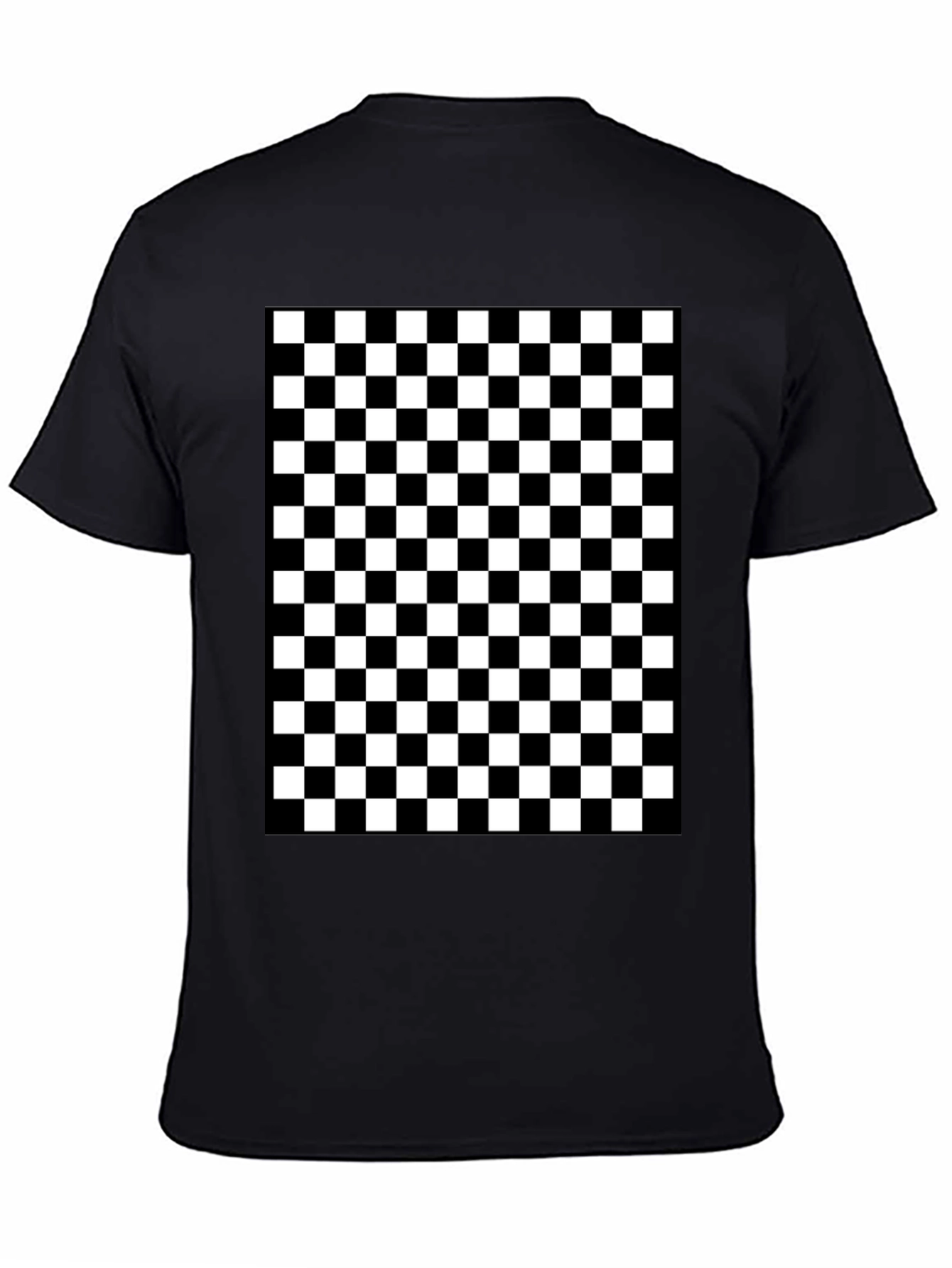 Checkered Pattern Black T-Shirt