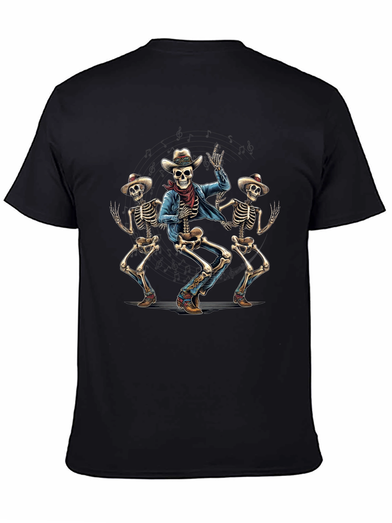 Dancing Cowboy Skeletons Graphic T-Shirt