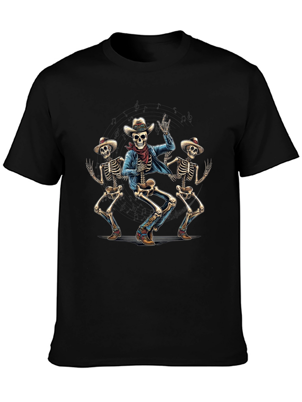 Dancing Cowboy Skeletons Graphic T-Shirt