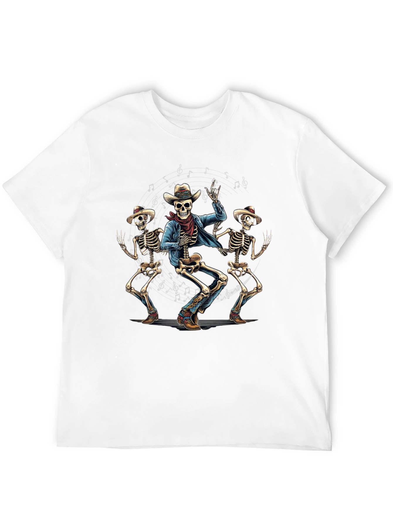 Dancing Cowboy Skeletons Graphic T-Shirt