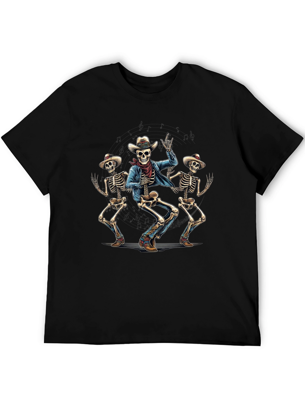 Dancing Cowboy Skeletons Graphic T-Shirt