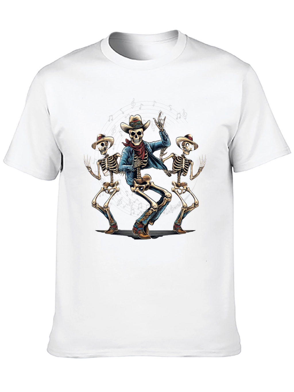 Dancing Cowboy Skeletons Graphic T-Shirt
