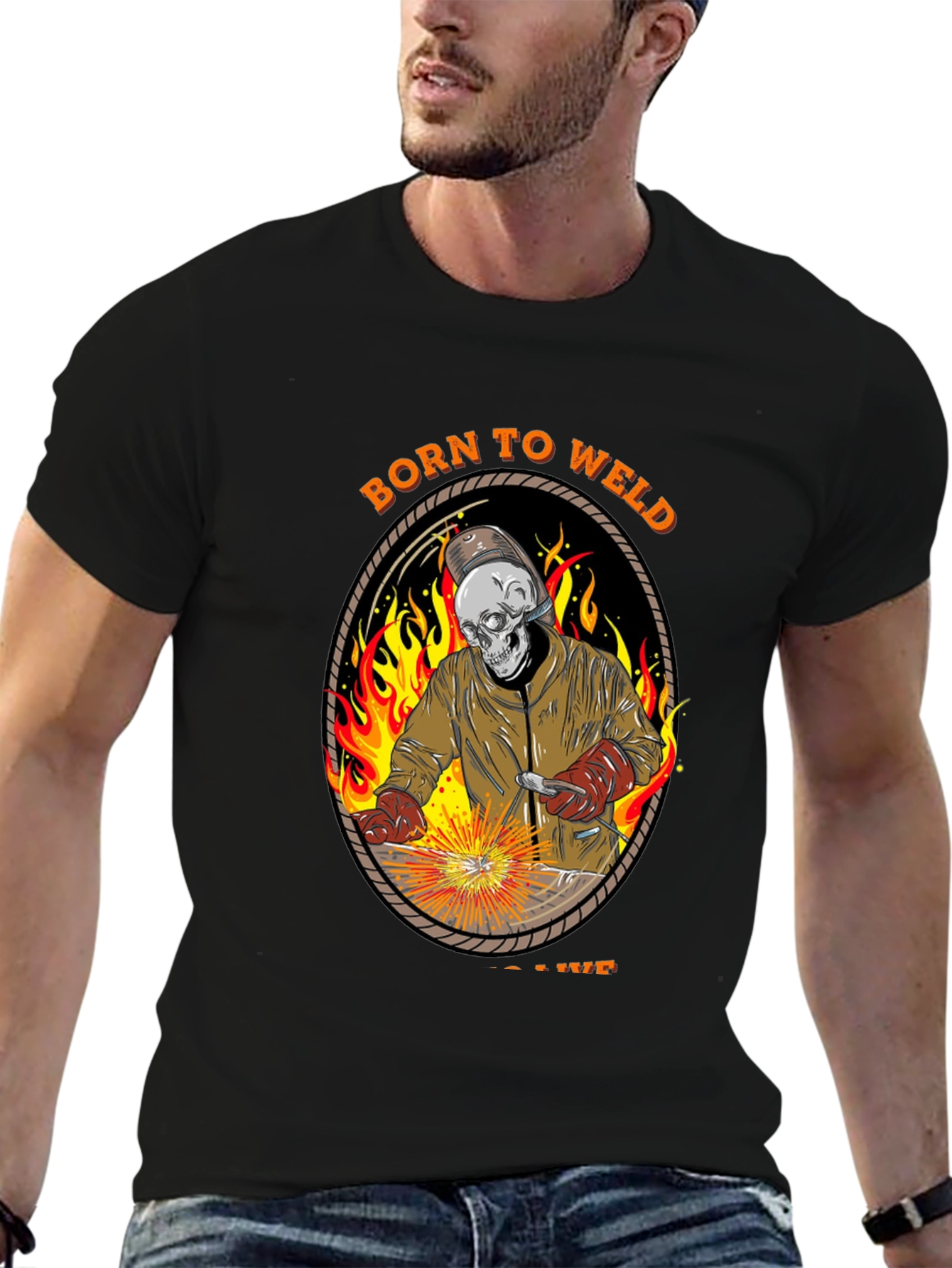 Born To Weld T-Shirt - Skull Welder Graphic