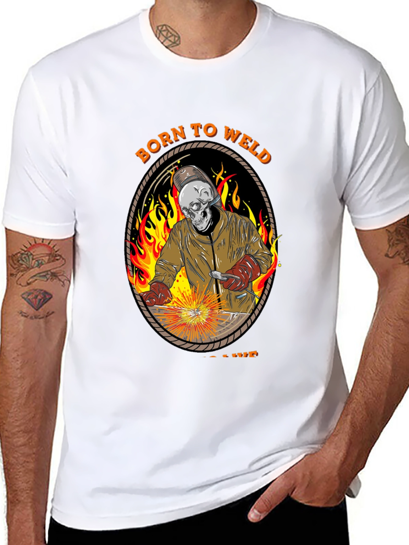Born To Weld T-Shirt - Skull Welder Graphic