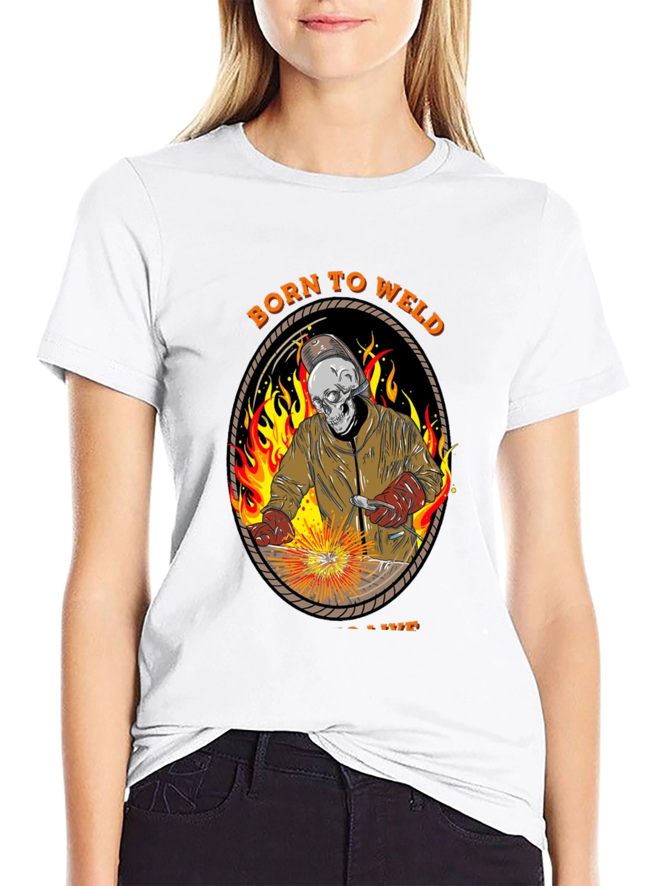 Born To Weld T-Shirt - Skull Welder Graphic